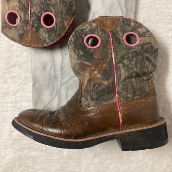 Ariat Fatbaby Cowboy Cowgirl Boots Calf Height Brown Pink Western Size 7.5 - Picture 6 of 12